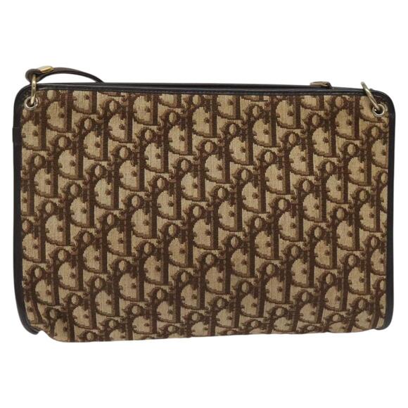 DIOR Trotter Canvas Shoulder Bag Brown Gold - Picture 2 of 16